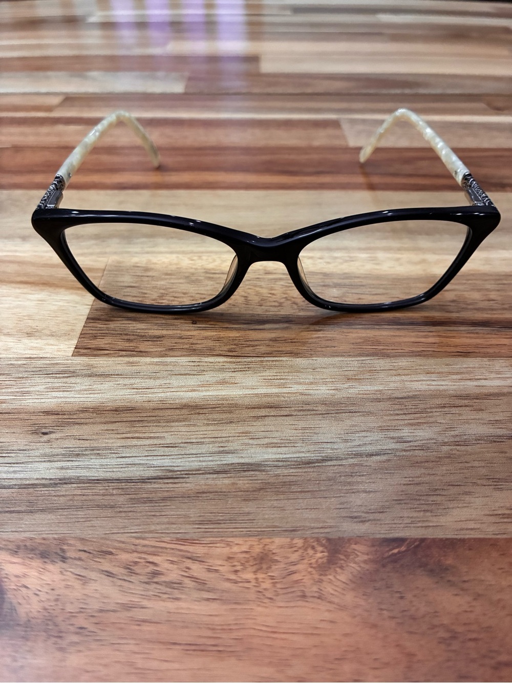 XOXO Eyeglasses Glasses Frames Barcelona Jet Cat Eye Black Pearl White 52-16-135 - Picture 2 of 16